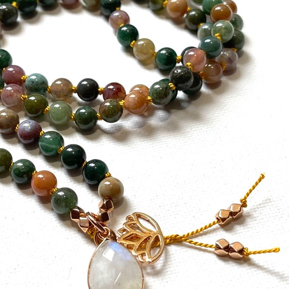 NEW Jasper Moonstone Meditation Necklace 108 - Picture 6 of 8